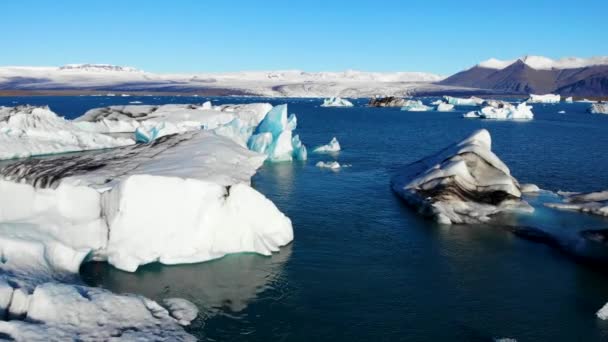 Güneşli Bir Günde Zlanda Jokulsarlon Buzul Lagününün Mavi Dalgalı Deniz — Stok video