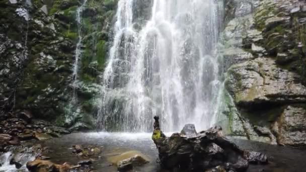 Increíble Cascada Entre Exuberante Vegetación Buen Tiempo — Vídeo de stock