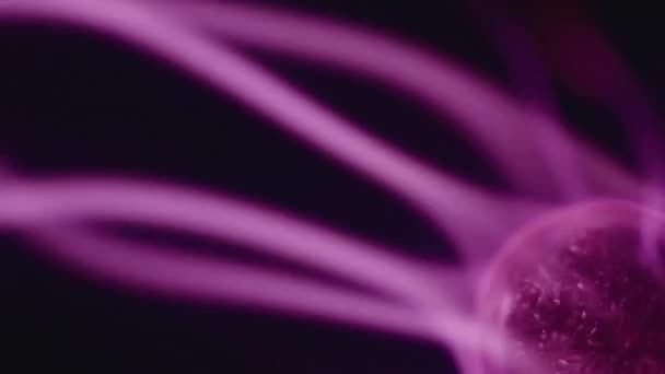 用发光等离子球在黑色背景下产生神经元形状的霓虹灯图案 — 图库视频影像