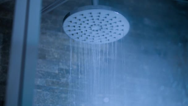 Banyoda Akan Suyla Duş Başlığı — Stok video