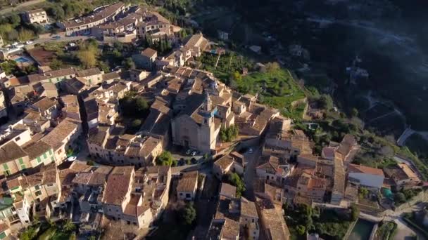 Drone Vista Del Pueblo Medieval — Vídeos de Stock