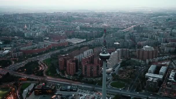 Légi Kilátás Csodálatos Tipikus Lakóövezeti Sűrűn Épített Kerület Madrid Város — Stock videók