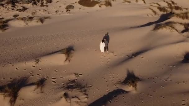 Vue Drone Dessus Mariée Romantique Méconnaissable Marié Vêtements Mariage Tenant — Video