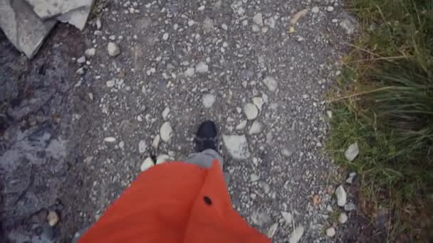 Homem Caminhando Caminho Selvagem — Vídeo de Stock