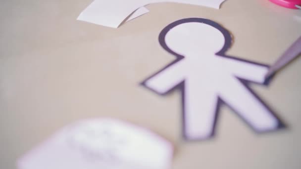 Ciseaux Coupant Différentes Silhouettes Papier Pour Avril Imbéciles Jour — Video