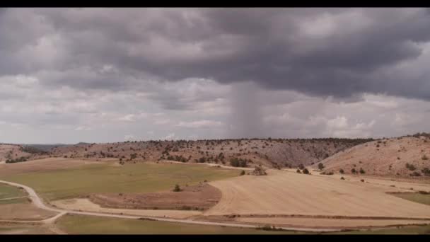 Bedeckter Himmel Über Landwirtschaftlichen Feldern — Stockvideo