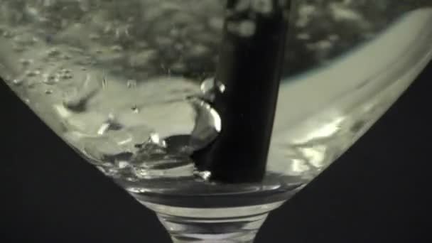 Close Blowing Soap Bubbles Glass — Stockvideo