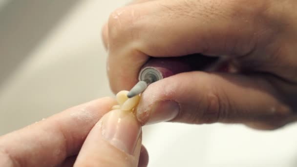 Technicien Sculptant Des Dents Sur Prothèse Dentaire — Video