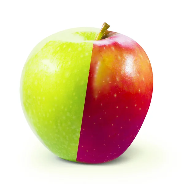 Red Green Apple geïsoleerd met uitknippad — Stockfoto