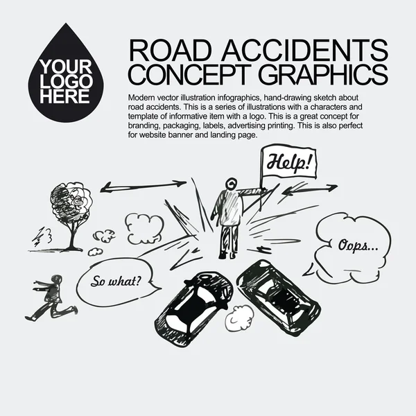 Road accident. The car crashed incident. Stock Vector