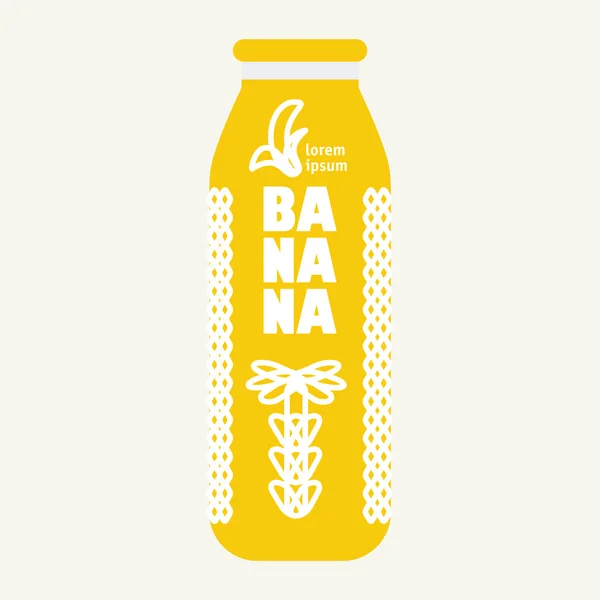 Botella con dibujo plátano . — Vector de stock