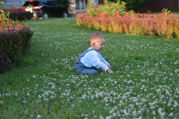 Kisfiú játszik a parkban — Stock Fotó