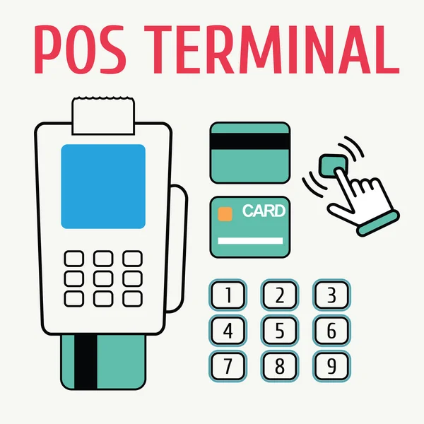 POS terminal flat color and naked icon — ストックベクタ