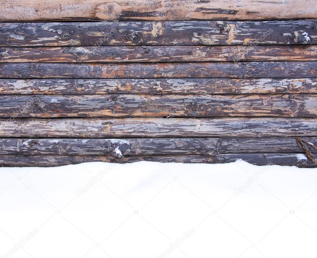 Old wood texture with snow christmas background