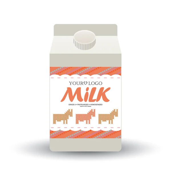 Etikett mjölk med begreppet korsstygn — Stockfoto