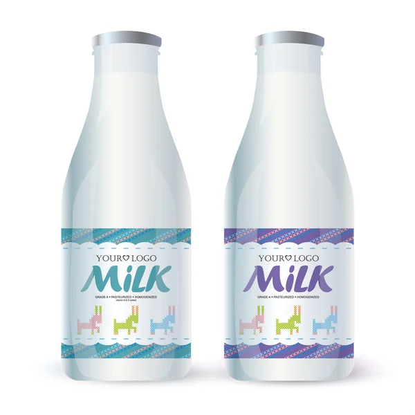 标签牛奶与十字绣的概念 — 图库照片
