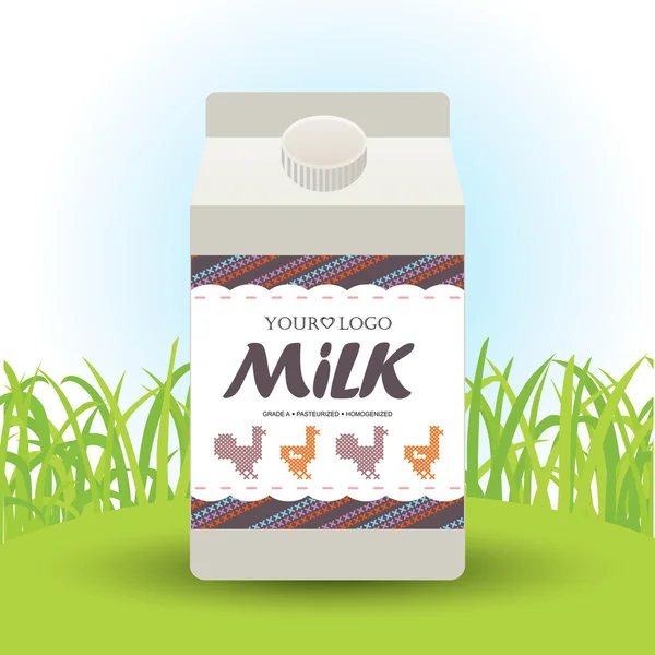 Etiqueta de leche con el concepto de punto de cruz —  Fotos de Stock