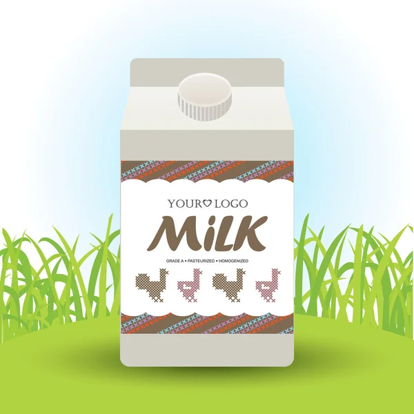 Etiqueta de leche con el concepto de punto de cruz —  Fotos de Stock