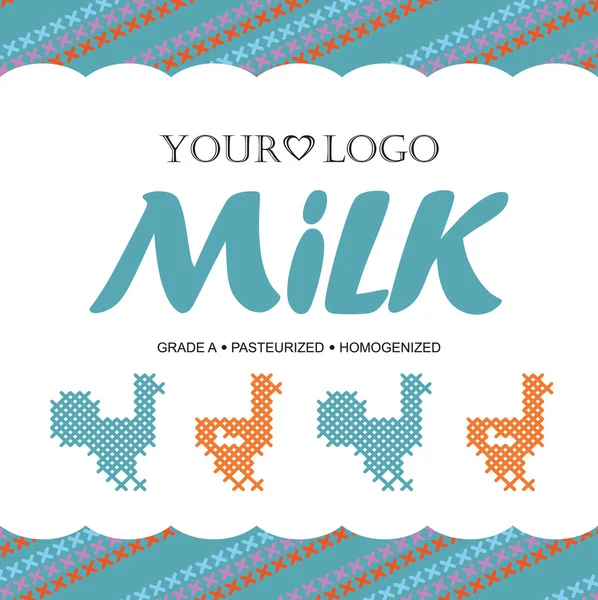 Label milk with the concept of cross-stitch