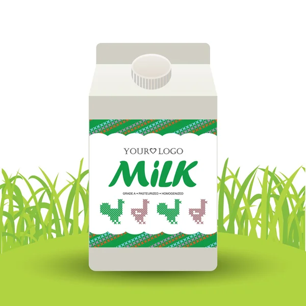 标签牛奶与十字绣的概念 — 图库照片