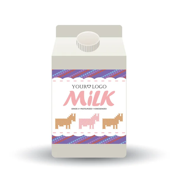 Etiqueta de leche con el concepto de punto de cruz — Foto de Stock
