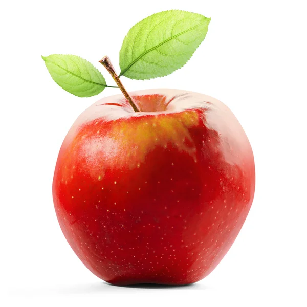 Pomme rouge et feuille isolées avec chemin de coupe — Photo