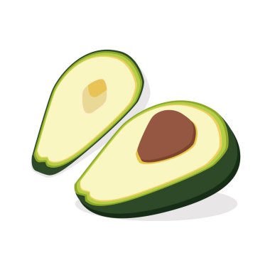 Avokado Isometric Düz Simge İllüstrasyonu Beyazda İzole Edildi