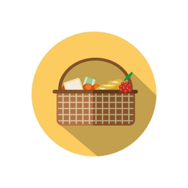 Sepet dolusu Bakkal Düz Simge İllüstrasyonu Beyazda izole edildi