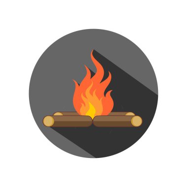 Bon Fire Düz Simge Resimleri Beyazda İzole Edildi