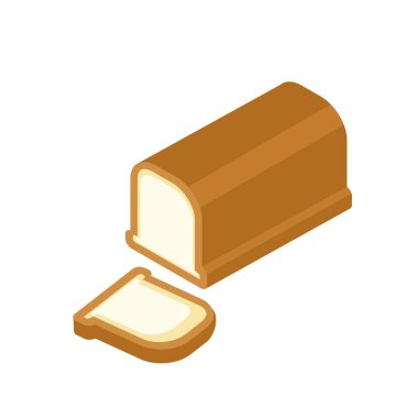 Ekmek Isometric Düz Simge İllüstrasyonu Beyazda İzole Edildi