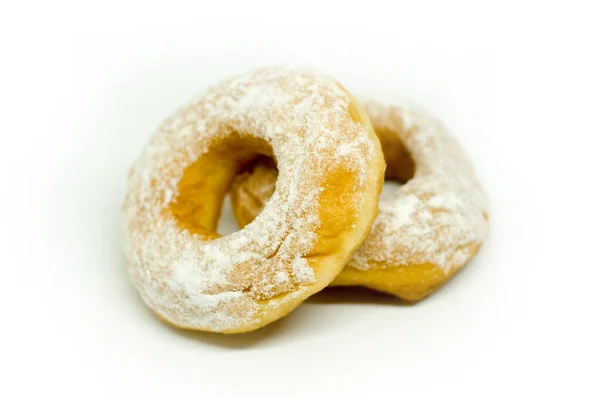 Top View Twee Stapels Donut Met Icing Sugar Topping Heerlijke — Stockfoto