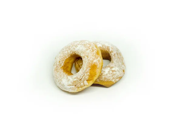 Top View Twee Stapels Donut Met Icing Sugar Topping Heerlijke — Stockfoto