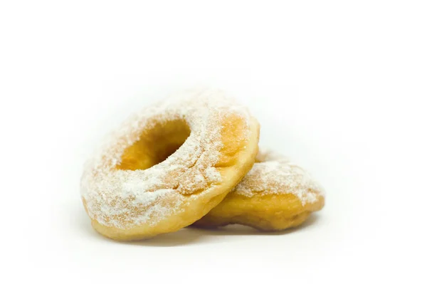 Twee Stapels Donut Met Icing Sugar Topping Heerlijke Zoete Donut — Stockfoto