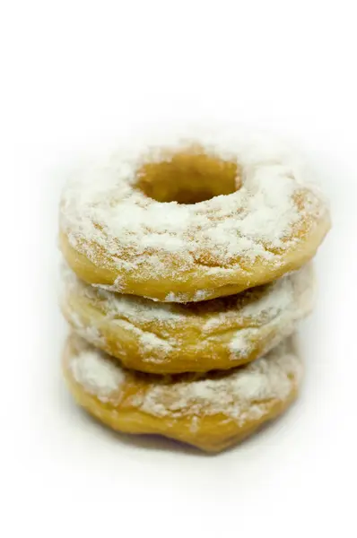 Bovenaanzicht Van Donut Met Icing Sugar Topping Heerlijke Sweet Donut — Stockfoto