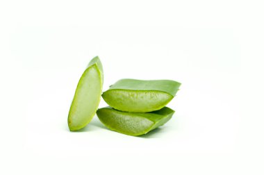 Aloe Vera Bir Taraflı Perspektif Bakış Alanında İki Yığın İzole Beyaz Arkaplanda Taze