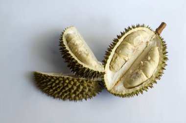 Beyaz Arkaplanda Kral Fruit Durian Durio Zibethinus Açık Gösterge Çivilerini Kırdı