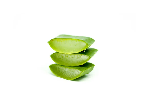 Frische Aloe Vera Three Stacks Perspektive Frische Isoliertem Weißen Hintergrund — Stockfoto