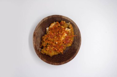 Ayam Geprek Sambal an Indonesian Culinary of Fried Chicken with Hot Piri Piri Chilli Sauce