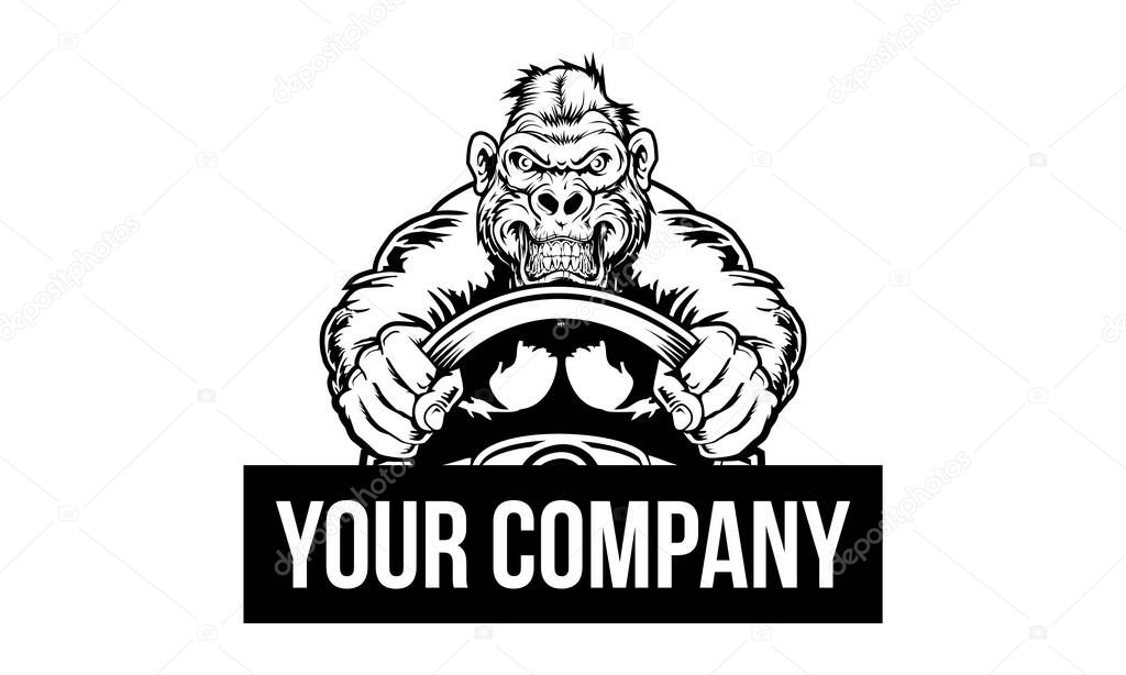 Angry Monster Car Racer Logo Template with Place for Text