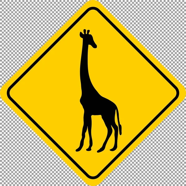 Zürafa Hayvan Yaban Hayatı Uyarı Yazdırılabilir Sarı Çıkartma Şareti — Stok Vektör
