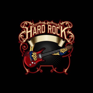 Eller Elektronik Gitarı Metin İçin Yer ile Tutar 'ın Hard Rock Logo Şablonu