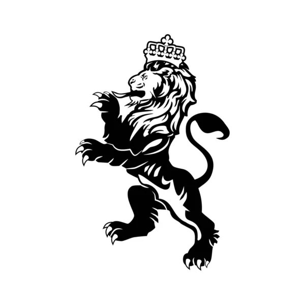 Logo Lion Héraldique Avec Couronne Isolée Blanc — Image vectorielle
