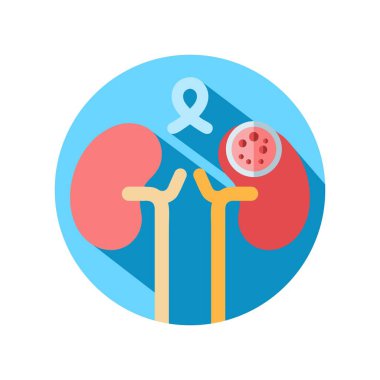 Böbrek Kanseri Bilgisel Element Düz Simge İllüstrasyonu