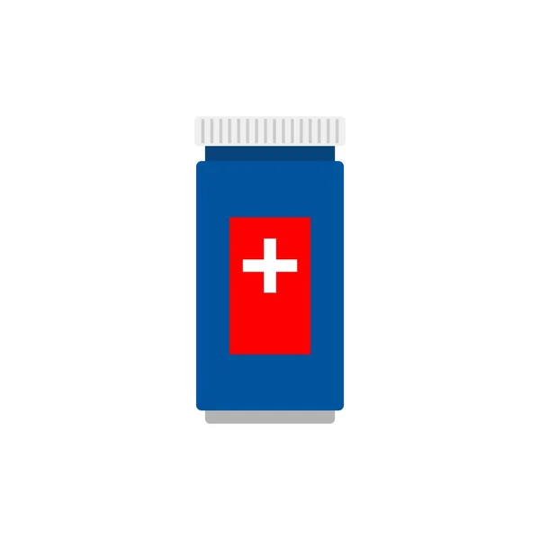 Medicine Bottle Flat Icon Isolated White — Stock Vector