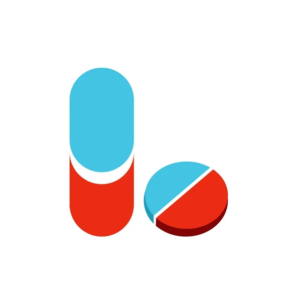 Medicine Capsule Pill Isometric Flat Icon Design — Stock Vector