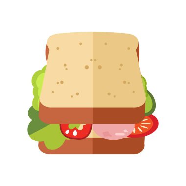 Sandviç Düz Simgesi Simge Vektör İllüstrasyonu Fast Food Element / Sandwich Düz Simge Simgesi Fast Food Element