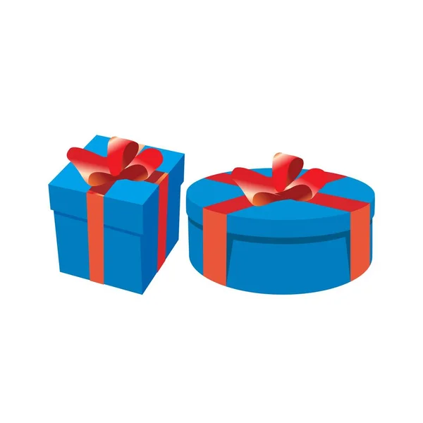 Τετράγωνο Και Στρογγυλό Κουτί Δώρου Για Την Ειδική Εκδήλωση Παρόν — Διανυσματικό Αρχείο