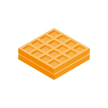  Waffle Isometric Düz Simge İllüstrasyonu Beyaz / Waffle Isometric Düz Simge Resimlerinde izole edilmiştir.