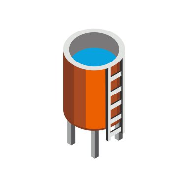  Su Kulesi Beyaz / Su Kulesi 'nde izole edilmiş Isometric Binası elementi.