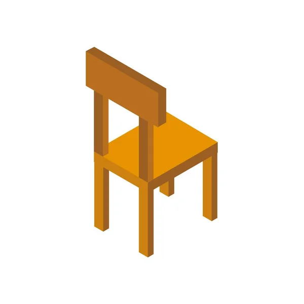 Wooden Chair Isometric Flat Icon Illustration Isolated White Wooden Chair — Stock Vector